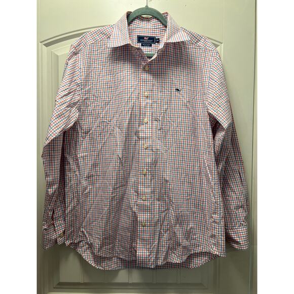 Vineyard Vines Men’s Whale Flannel Long Sleeve Button Down Shirt Size M Blue Red - Picture 1 of 4